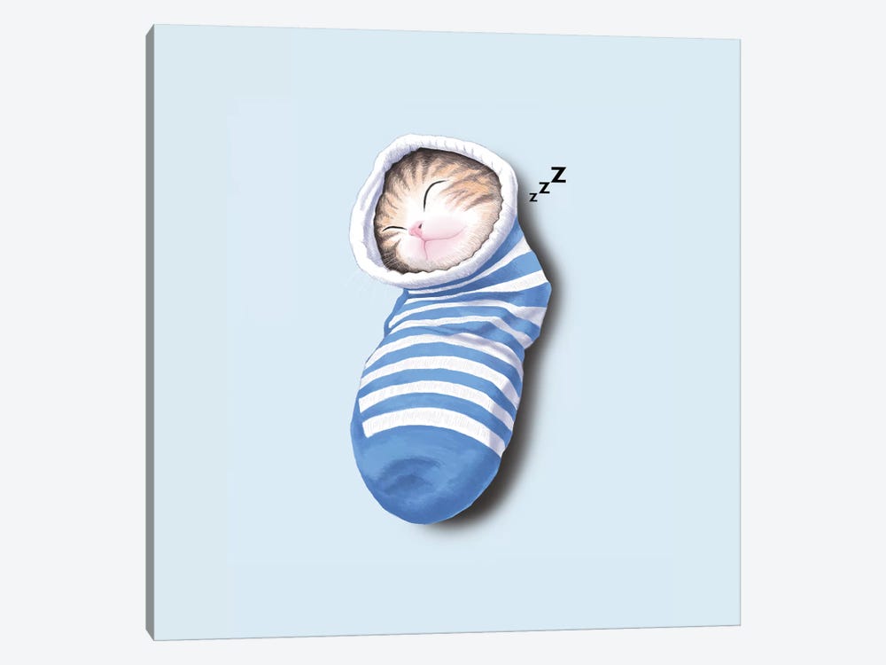 Cat In The Sock by Tummeow 1-piece Canvas Print