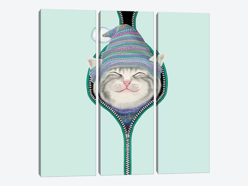 Cat In The Zip by Tummeow 3-piece Canvas Artwork