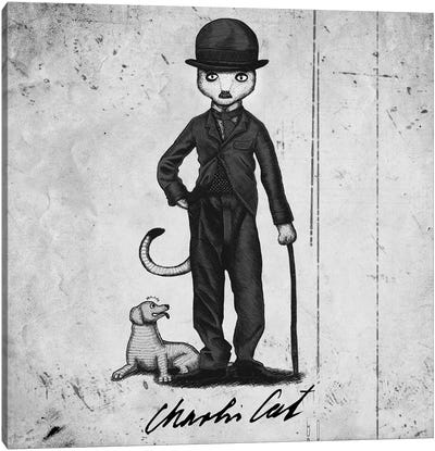 Charlie Cat Canvas Art Print - Charlie Chaplin
