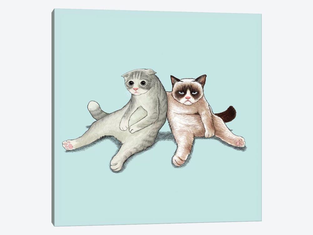 Angry Cat And Friend by Tummeow 1-piece Canvas Print