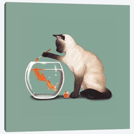 Goldfish Need Friend Canvas Print #TUM30} by Tummeow Canvas Artwork