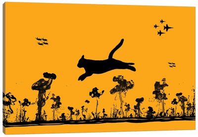 The Cat And Ink Drop Bomb Canvas Art Print - Tummeow