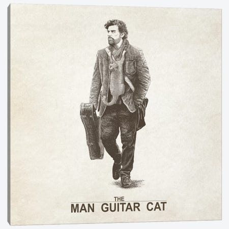 The Man Guitar Cat Canvas Print #TUM58} by Tummeow Canvas Wall Art