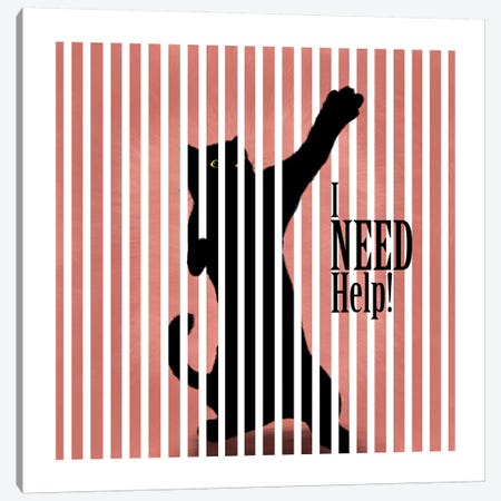 Cat Need Help Canvas Print #TUM62} by Tummeow Art Print
