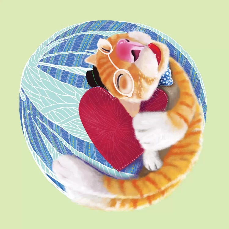 Cat Sleep With Heart by Tummeow wall art