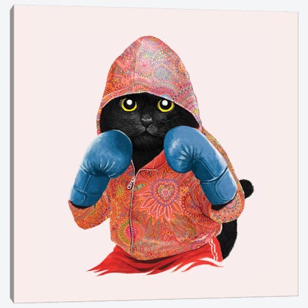 Boxing Cat II Canvas Print #TUM6} by Tummeow Canvas Art