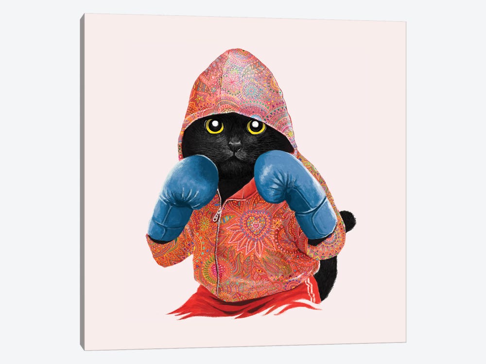Boxing Cat II by Tummeow 1-piece Canvas Art Print