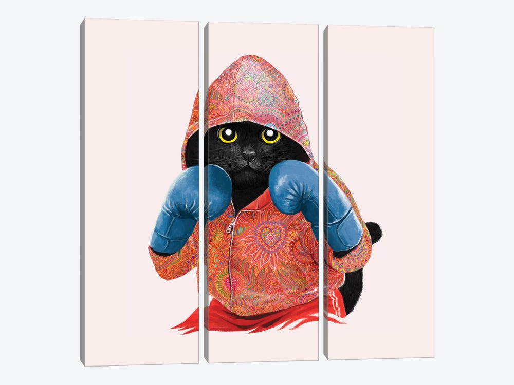 Boxing Cat II by Tummeow 3-piece Art Print