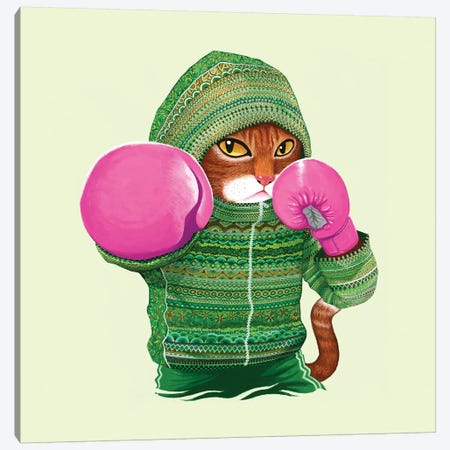 Boxing Cat IV Canvas Print #TUM8} by Tummeow Canvas Print