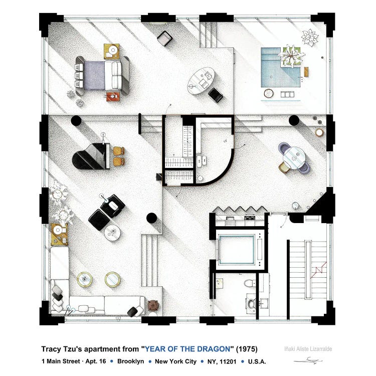 Floorplan Of Tracy Tzu's Apt. From Year Of The Dragon