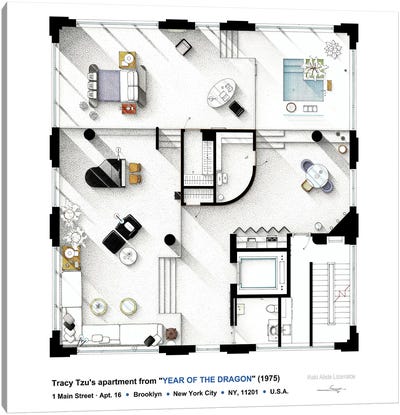Floorplan Of Tracy Tzu's Apt. From Year Of The Dragon Canvas Art Print - TV Floorplans & More
