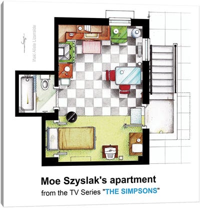 Floorplan Of Moe Szyslak's Apt. From The Simpsons Canvas Art Print - TV Floorplans & More