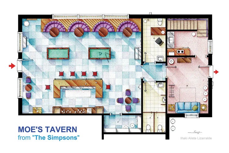 Floorplan Of Moe's Tavern From The Simpsons