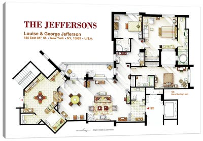 Floorplan From The Tv Series The Jeffersons Canvas Art Print - TV Floorplans & More