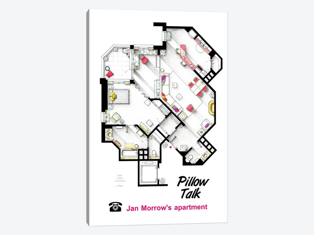 Apartment From Pillow Talk by TV Floorplans & More 1-piece Art Print