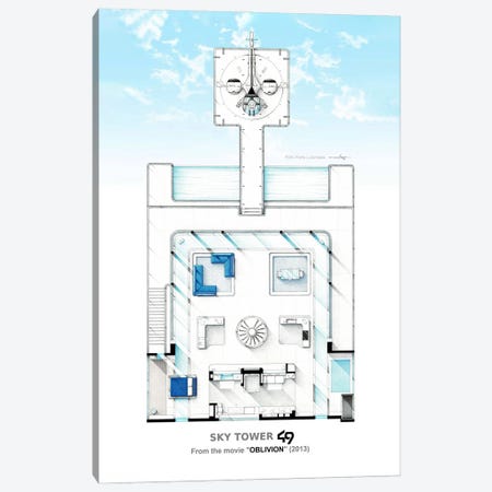 Floorplan From The Movie "Oblivion" (2013) Canvas Print #TVF110} by TV Floorplans & More Canvas Art