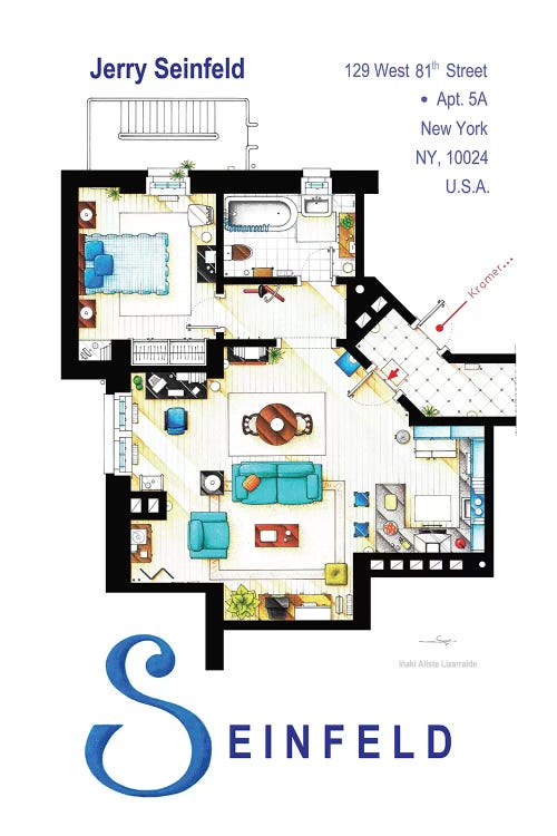 Apartment From Seinfeld by TV Floorplans & More wall art