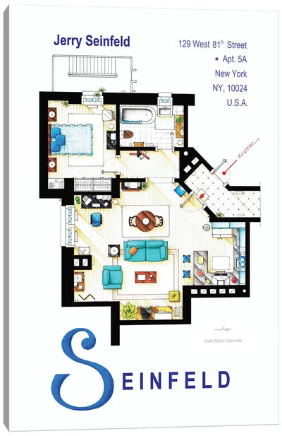 Apartment From Seinfeld Canvas Art Print - Blueprints & Patent Sketches