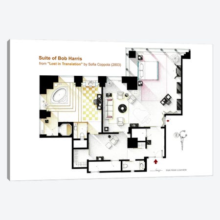 Lost In Translation - Suite Of Bob Harris Floorplan Canvas Print #TVF121} by TV Floorplans & More Canvas Print
