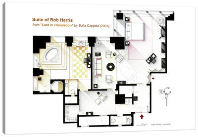 Lost In Translation - Suite Of Bob Harris Floorplan Canvas Art Print - TV Floorplans & More