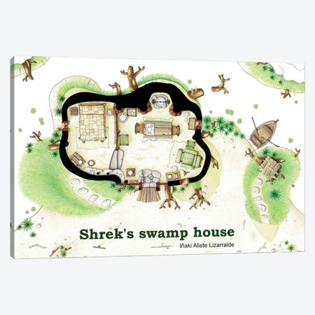 Floorplan Of Shrek's Swamp House Canvas Print #TVF123} by TV Floorplans & More Canvas Art Print