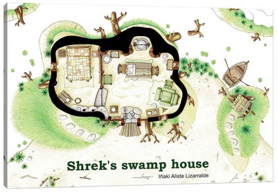 Floorplan Of Shrek's Swamp House Canvas Art Print - TV Floorplans & More