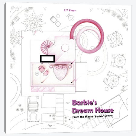 Floorplan Of Barbie's House III Canvas Print #TVF126} by TV Floorplans & More Canvas Art