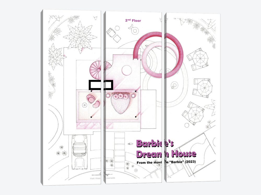 Floorplan Of Barbie's House III by TV Floorplans & More 3-piece Canvas Art Print