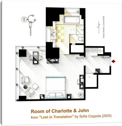 Lost In Translation - Charlotte's Room Floorplan Canvas Art Print - TV Floorplans & More