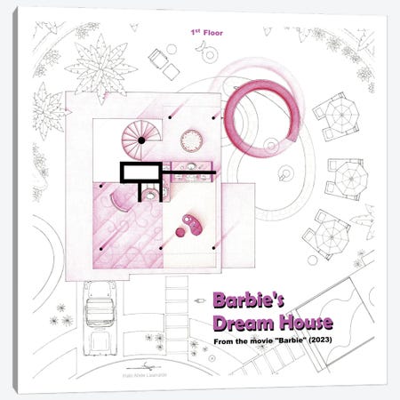 Floorplan Of Barbie's House II Canvas Print #TVF128} by TV Floorplans & More Canvas Print