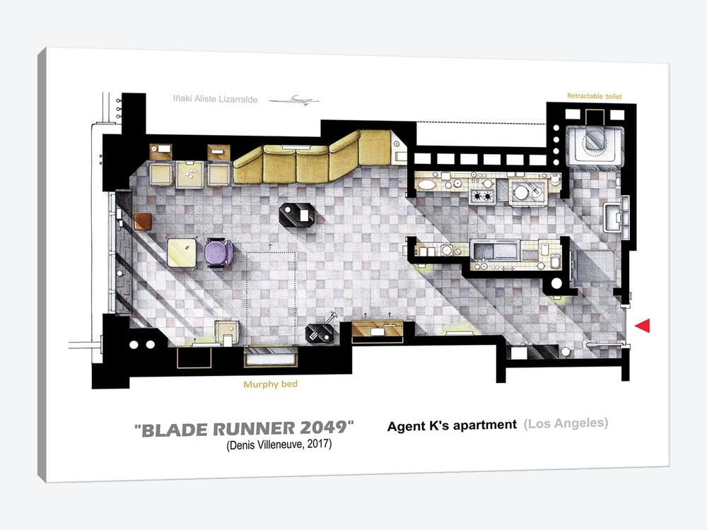 Floorplan Of K's Apt. Blade Runner 2049 by TV Floorplans & More 1-piece Canvas Wall Art