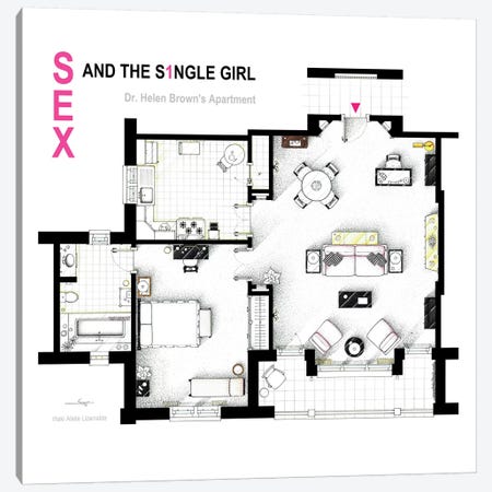 Apartment From Sex And The Single Girl Canvas Print #TVF12} by TV Floorplans & More Canvas Print