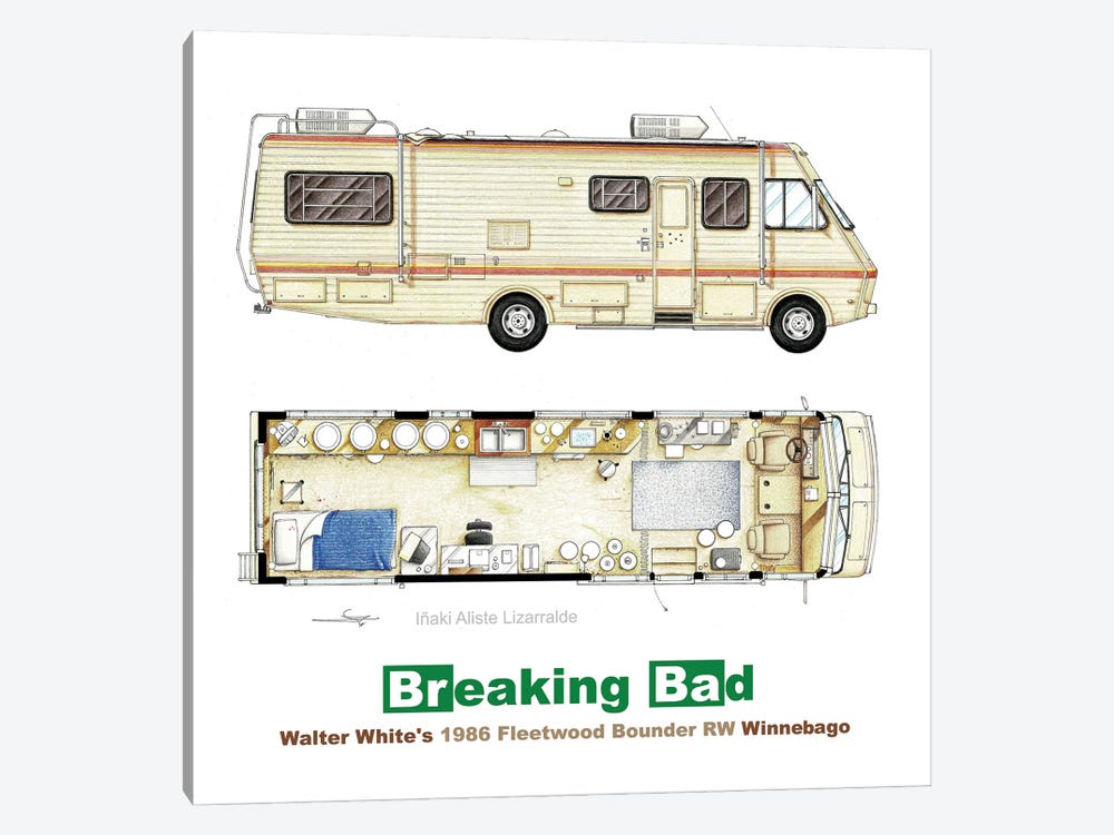 Floorplan From Breaking Bad - Van by TV Floorplans & More 1-piece Canvas Art Print