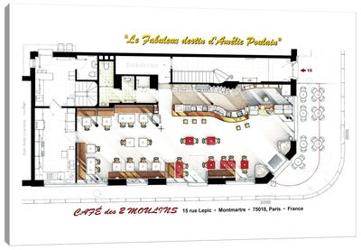 Floorplan Of Café Des 2 Moulins From "Amelie" Canvas Art Print - Amelie