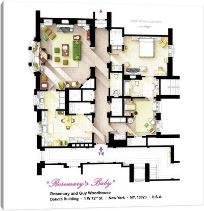 Floorplan From Rosemary's Baby (1968) Canvas Art Print - Blueprints & Patent Sketches