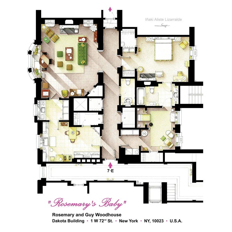 Floorplan From Rosemary's Baby (1968) by TV Floorplans & More wall art