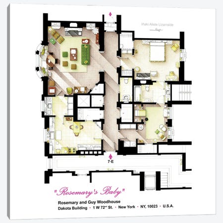 Floorplan From Rosemary's Baby (1968) Canvas Print #TVF136} by TV Floorplans & More Art Print