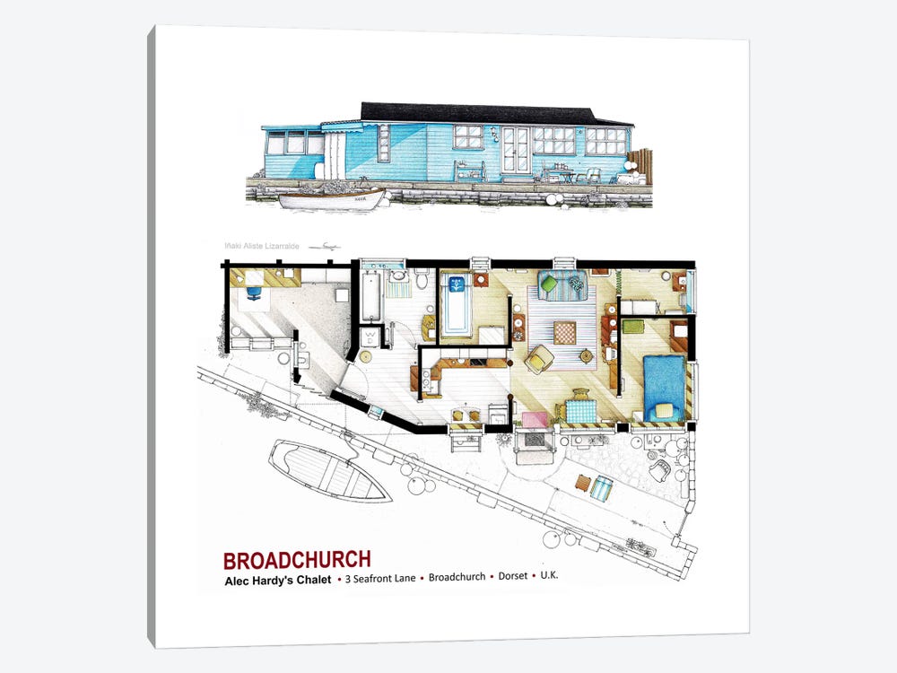Floorplan From Broadchurch by TV Floorplans & More 1-piece Canvas Print