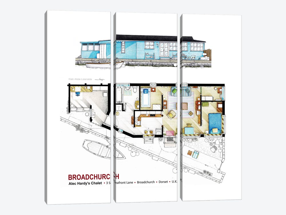 Floorplan From Broadchurch by TV Floorplans & More 3-piece Art Print