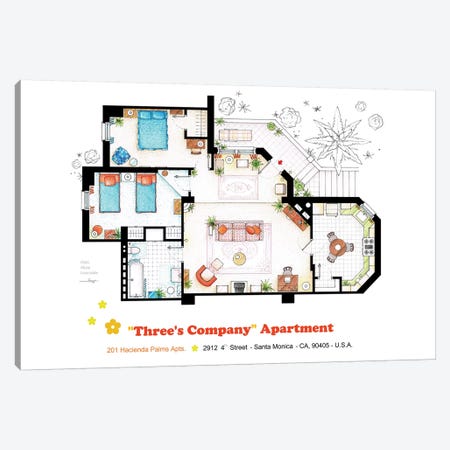 Apartment From Three's Company Canvas Print #TVF13} by TV Floorplans & More Canvas Print