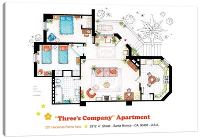 Apartment From Three's Company Canvas Art Print - TV Floorplans & More