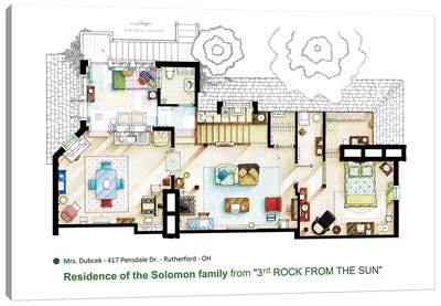 Floorplan From 3rd Rock From The Sun Canvas Art Print - Sitcoms & Comedy TV Show Art