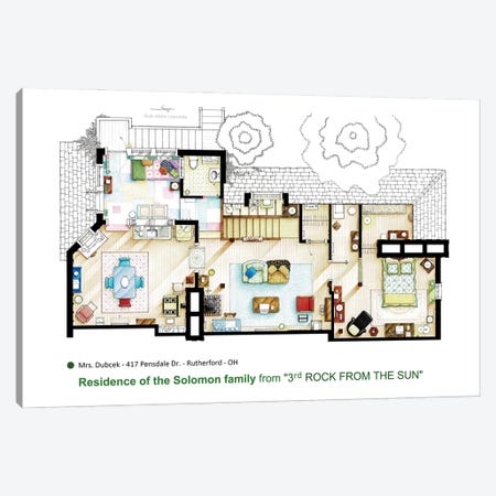 Floorplan From 3rd Rock From The Sun Canvas Print #TVF140} by TV Floorplans & More Canvas Print
