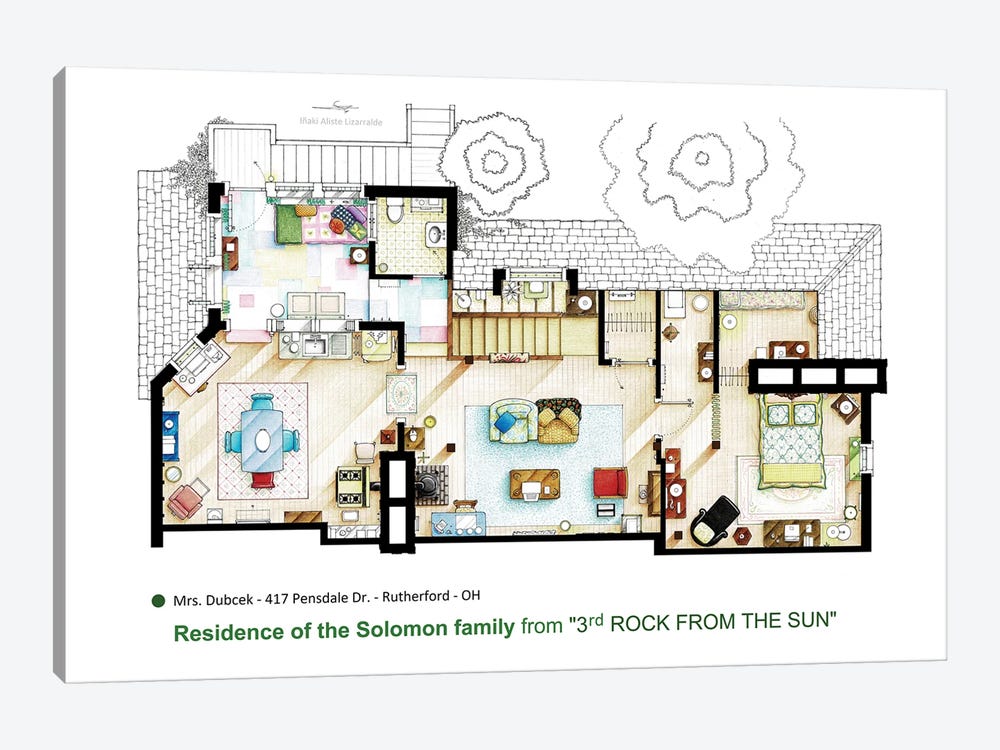 Floorplan From 3rd Rock From The Sun by TV Floorplans & More 1-piece Art Print