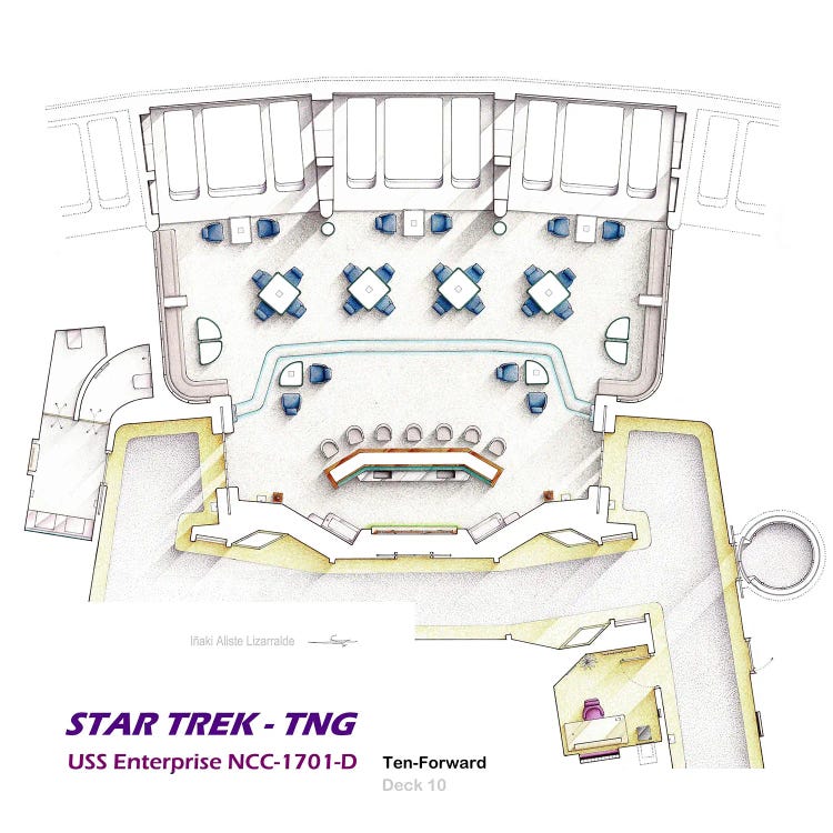 Floorplan Star Trek - TNG Ten Forward by TV Floorplans & More wall art