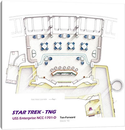 Floorplan Star Trek - TNG Ten Forward Canvas Art Print - Star Trek