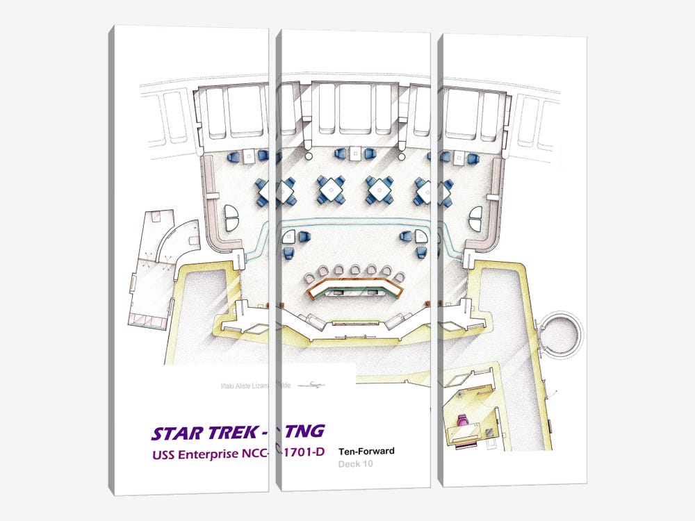 Floorplan Star Trek - TNG Ten Forward by TV Floorplans & More 3-piece Canvas Art