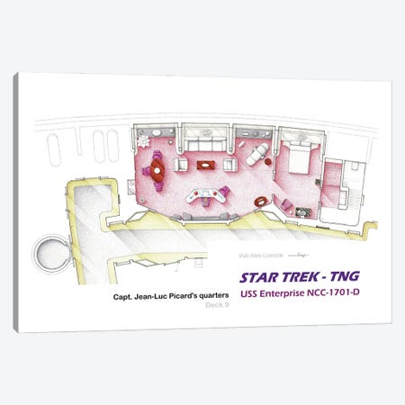 Floorplan Star Trek - TNG Picard's Quarters Canvas Print #TVF144} by TV Floorplans & More Canvas Artwork