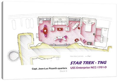 Floorplan Star Trek - TNG Picard's Quarters Canvas Art Print - Star Trek