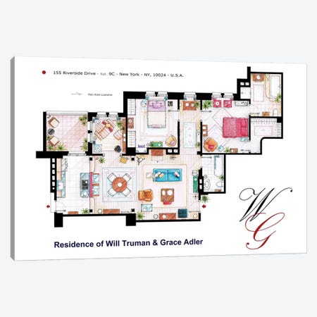 Apartment From Will & Grace Canvas Print #TVF14} by TV Floorplans & More Canvas Art